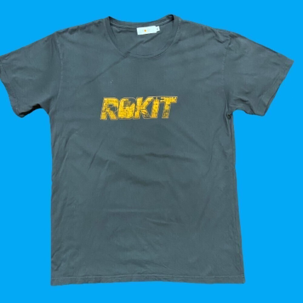 Rokit Streetwear Basketball Logo Gray Orange Tee Men's Size XL